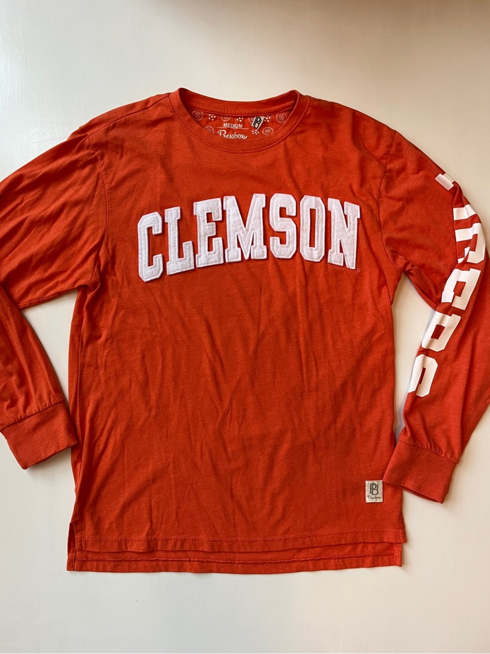 PRESSBOX by Royce Apparel Clemson Long-Sleeve Crewneck Shirt - Orange